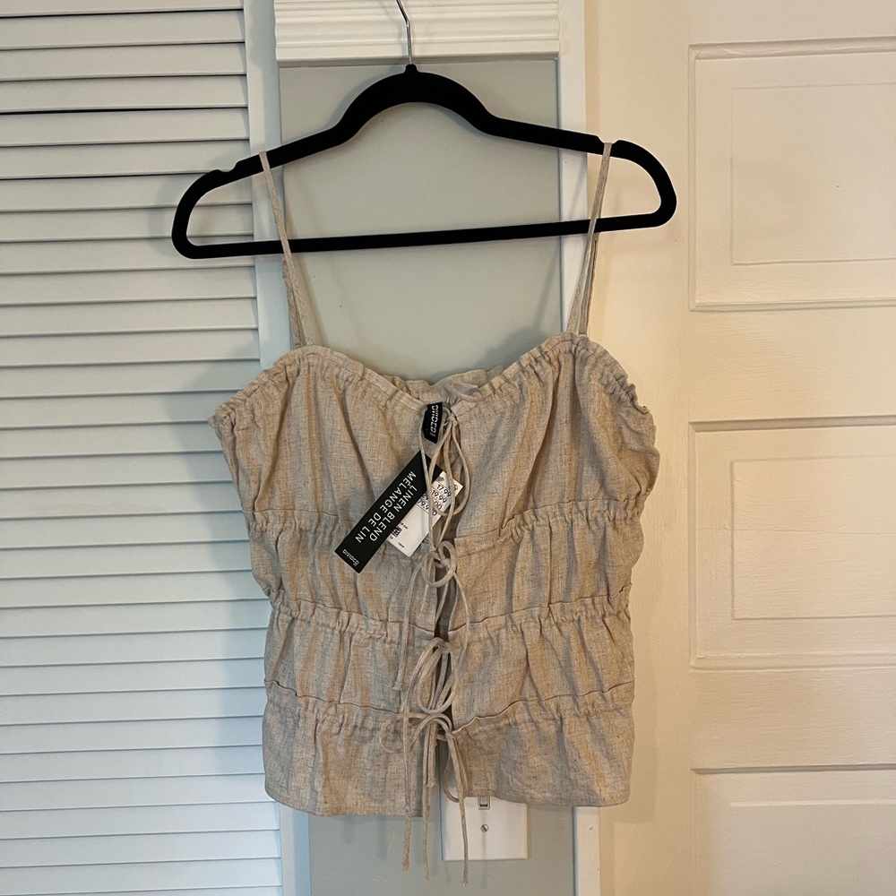 H&M Linen Blend Tie Front Tank